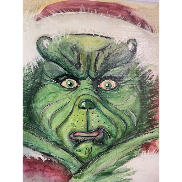 Painting Of The Grinch That Stole Christmas Local Artist Art Work Hand Painted - Picture 4 of 5